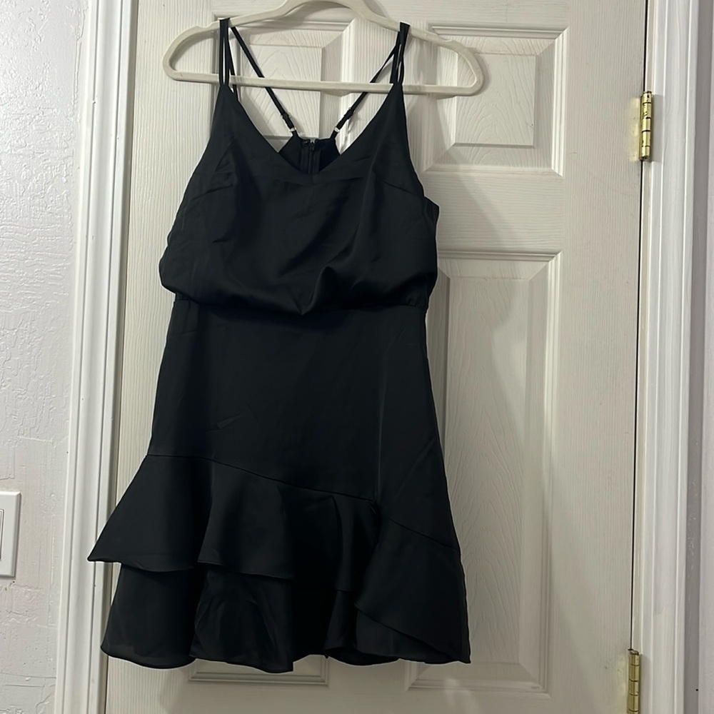 “Lulu’s: On The Floor Satin Ruffle Dress size small”